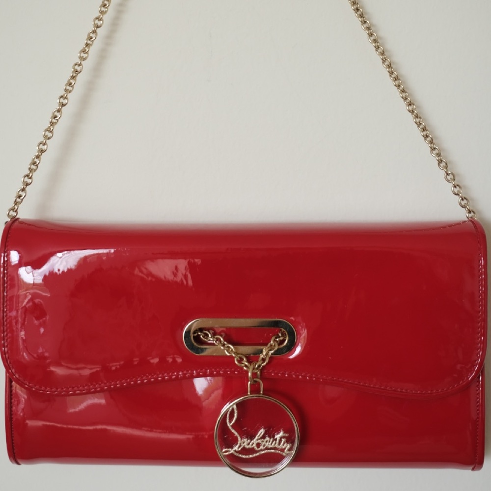 Louboutin Patent Clutch Red Like New